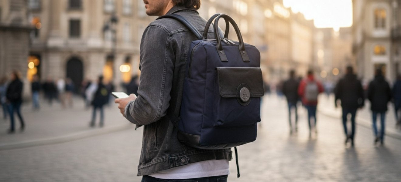 Beispiel Rucksack für Rucksäcke im Trend 2026 von Mann getragen