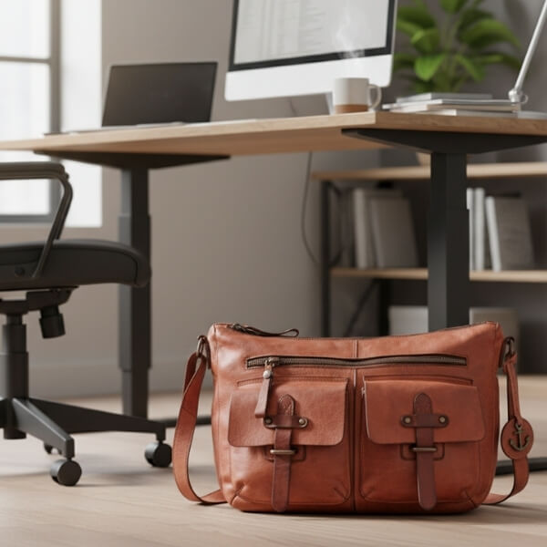 Business Tasche für Damen neben Schreibtisch