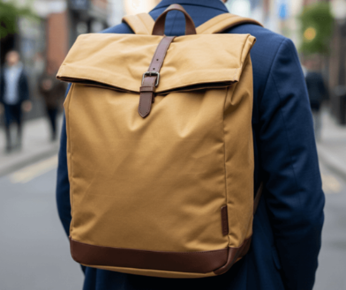 Canvas Rucksack angezogen