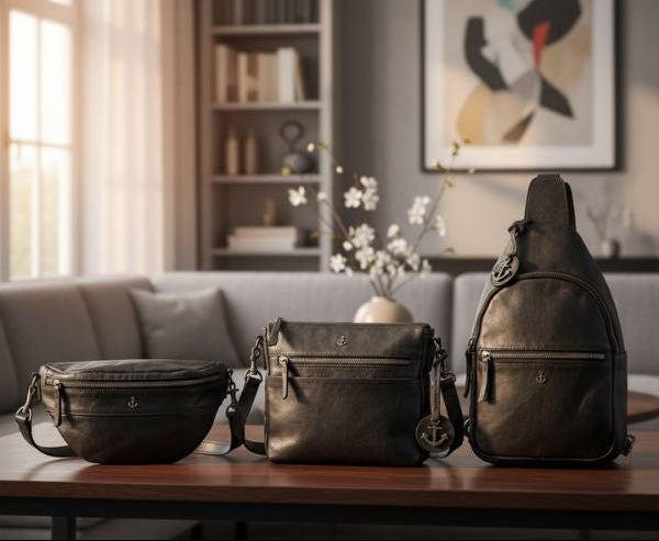 Damen Ledertaschen nebeneinander