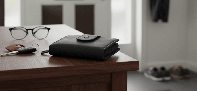 Herren Geldbeutel auf Schrank