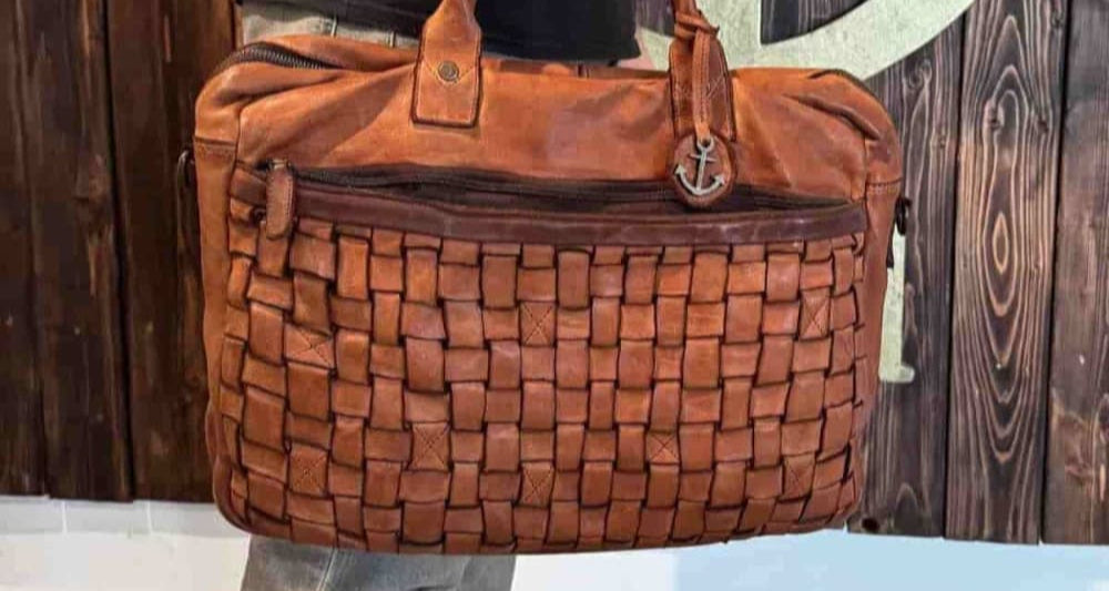 Laptoptasche aus Leder Vega in Cognac