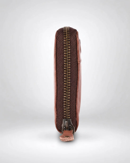 #farbe_cognac – Komet Geldbörse, Seitenansicht
