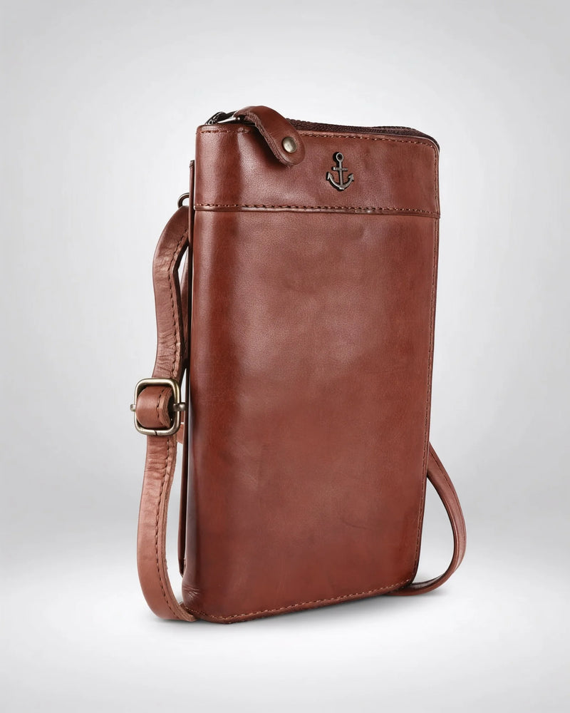 #farbe_cognac – Lina Geldbörse, schräge Seitenansicht
